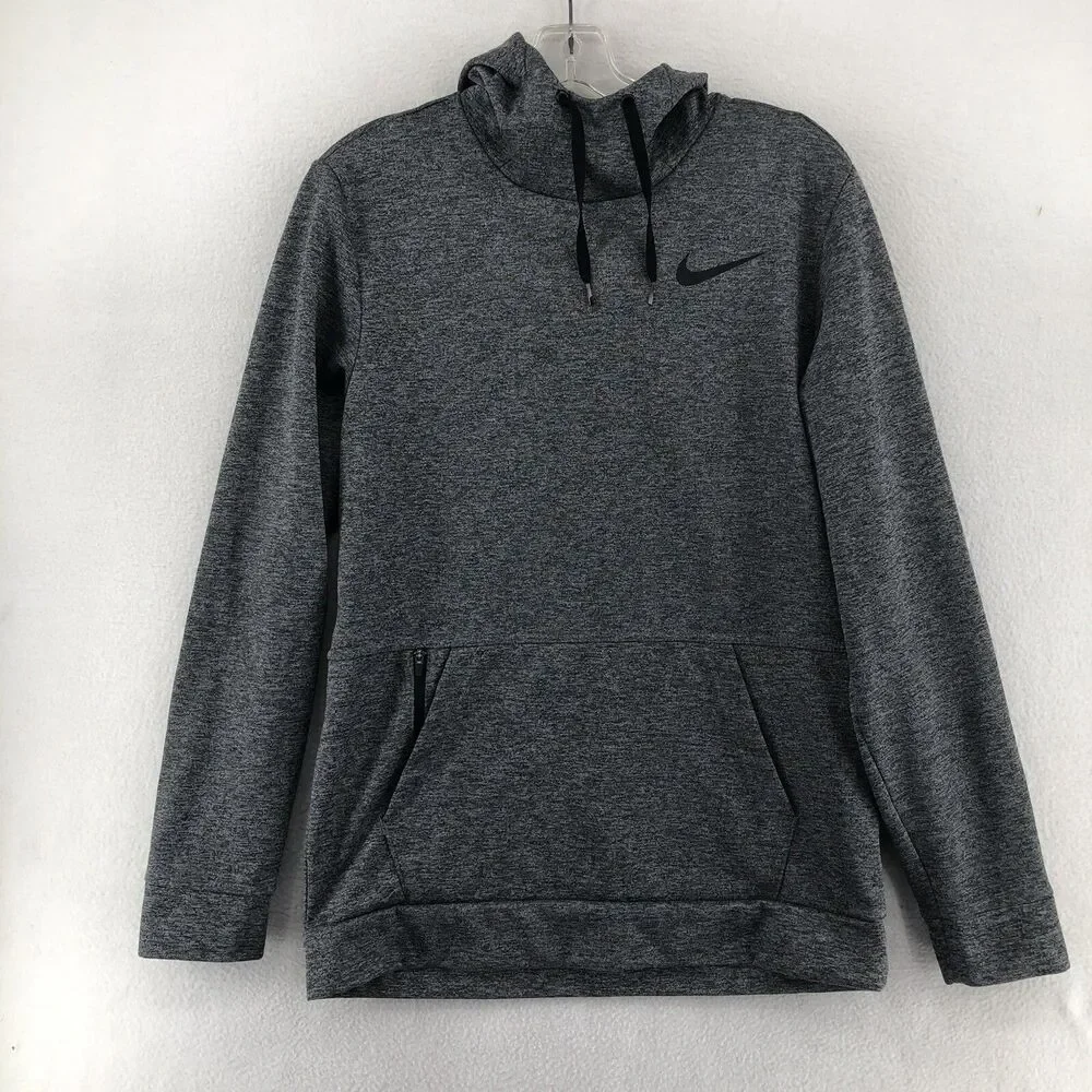Nike Sweatshirt Men's Small Gray Dri-Fit Training Therma Zip Pocket Standard